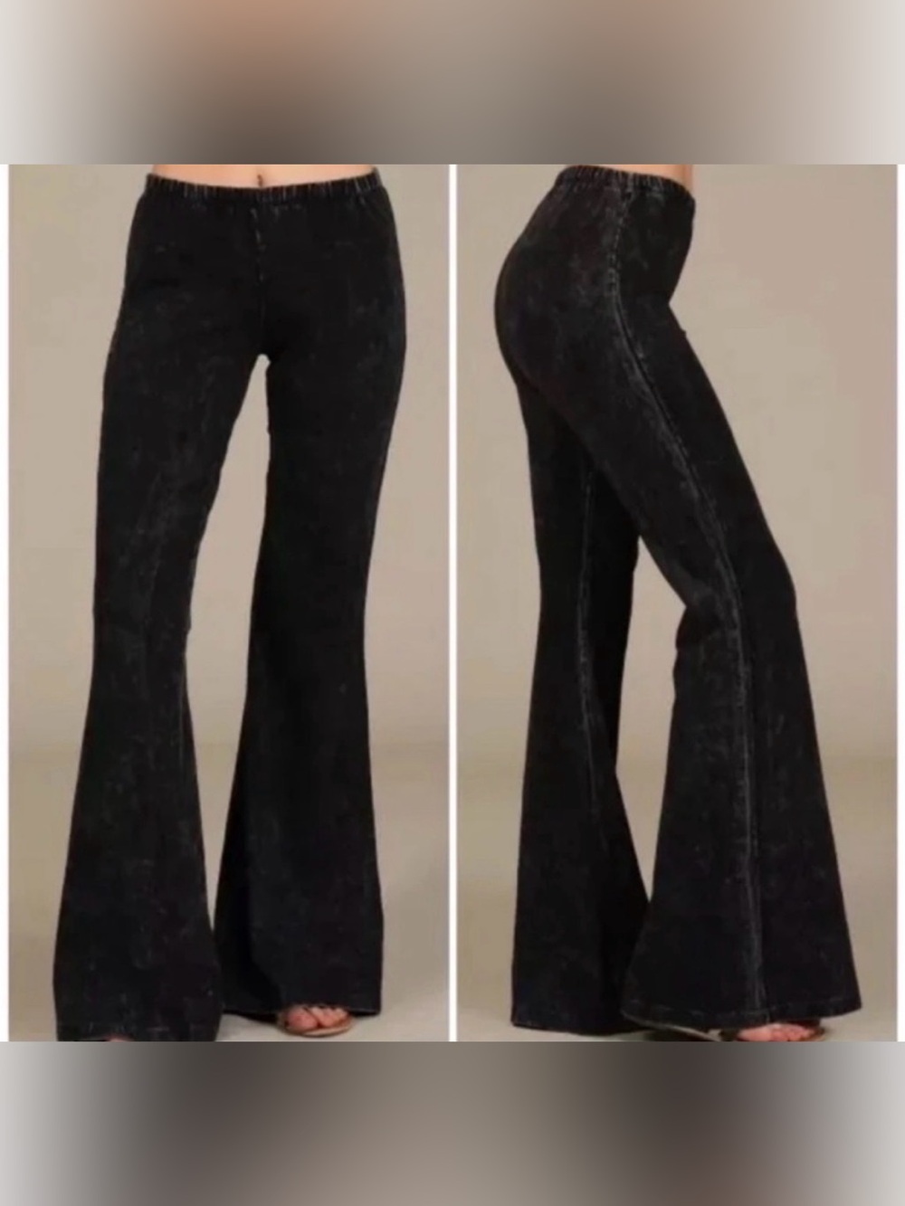 Chatoyant Mineral Wash Flare Yoga Pants Bellbottoms Charcoal Black Sz Small EUC